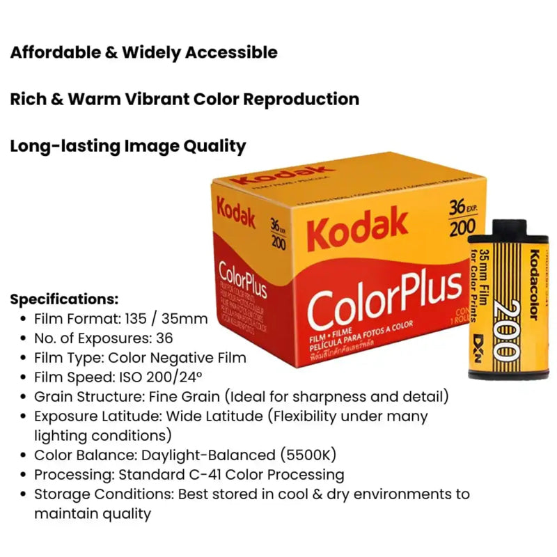 Kodak ColorPlus 200 Color Negative 35mm Film (36 Exposures)