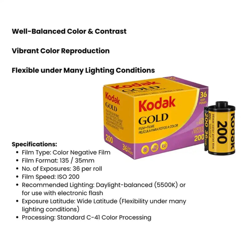Kodak Gold 200 Color Negative 35mm Film (36 Exposures)