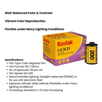 Kodak Gold 200 Color Negative 35mm Film (36 Exposures)