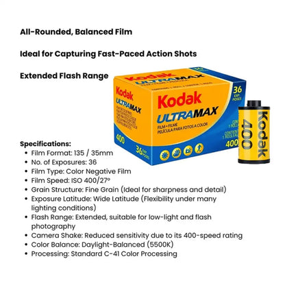 Kodak UltraMax 400 Color Negative 35mm Film (36 Exposures)